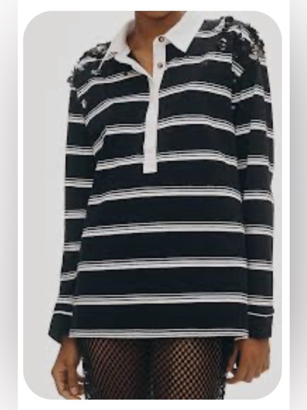 Anthropologie Maeve Black & White Striped Polo